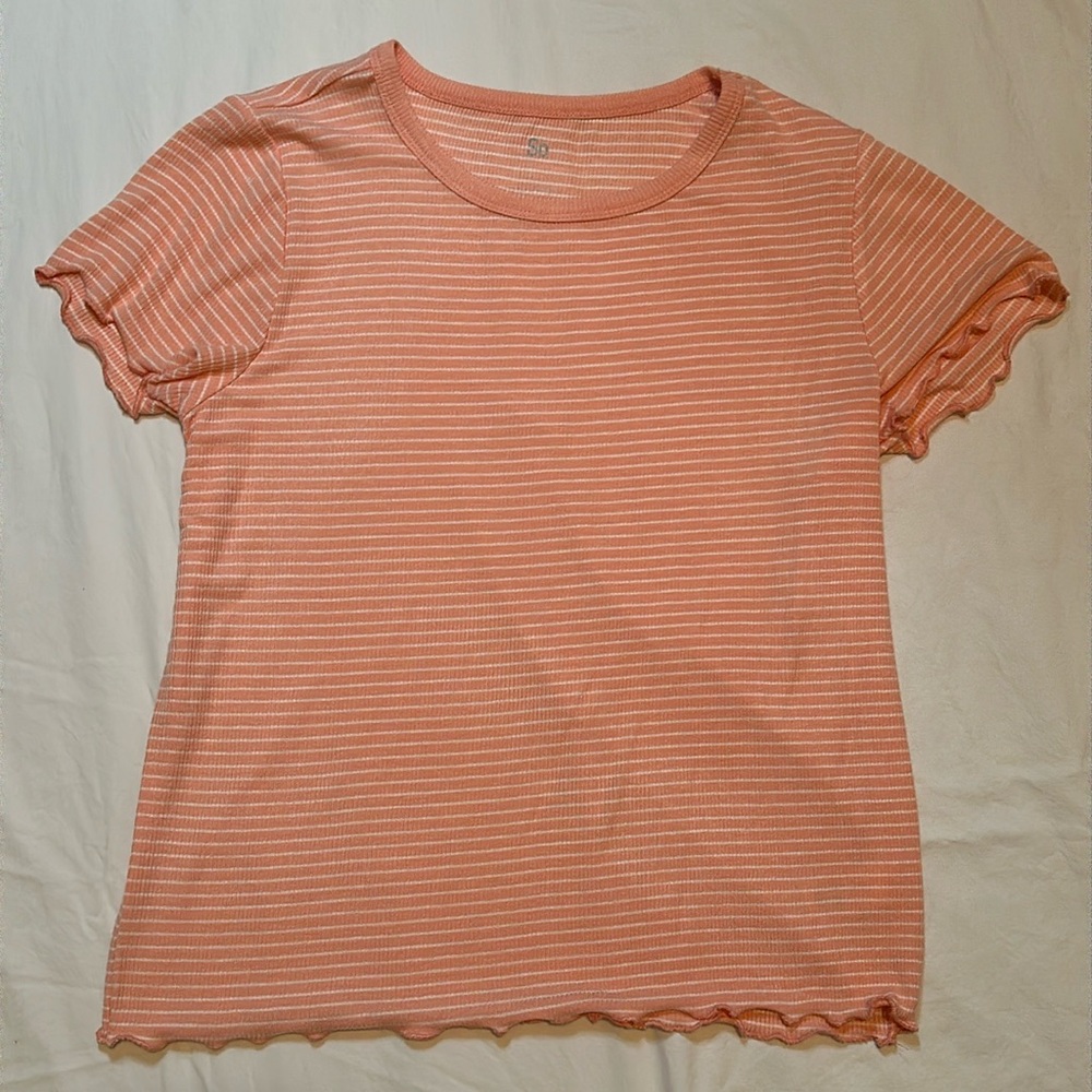 Large SO pink and white striped baby tee